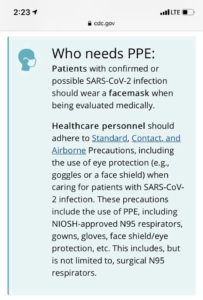 Who needs PPE according to CDC