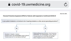 Screenshot from UW COVID PPE recommendations on 4/1/2020